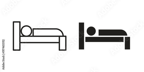 Laying in bed icon design vector. Flat and line vector Icon Design