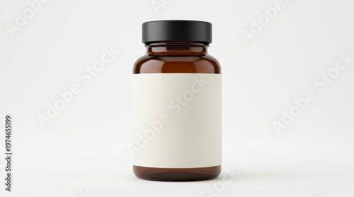 Amber supplement bottle mockup with blank label