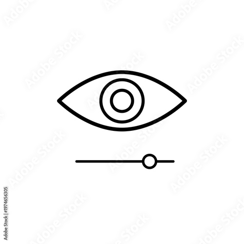 Eye with slider icon, visibility control and view adjustment concept isolated on transparent background