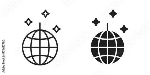 Mirror ball icon design vector. Flat and line vector Icon Design