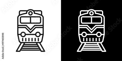 Train Icon Of Line Black And White Style
