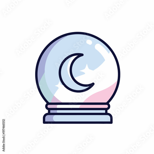 Crystal ball with crescent moon inside.