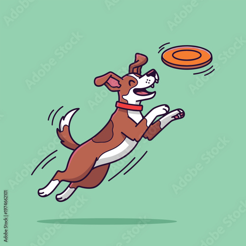 Energetic dog leaping to catch a frisbee in mid-air.