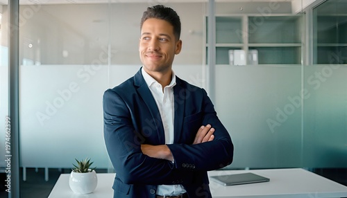 Wallpaper Mural Confident professional in a modern office, exuding success and poise Torontodigital.ca