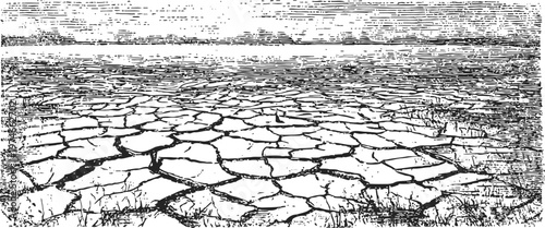 Dry cracked earth landscape with drought effects and barren soil texture