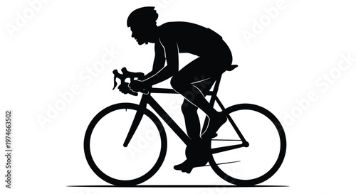 Silhouette of a cyclist riding a road bike against a white background