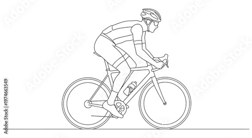 Line art illustration of a cyclist riding a road bike in profile
