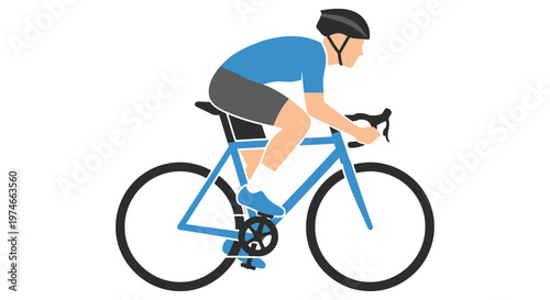 Stylized illustration of a cyclist riding a road bike in a dynamic pose
