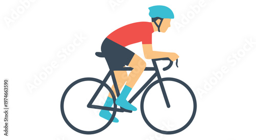 Stylized illustration of a cyclist riding a road bike in a dynamic pose