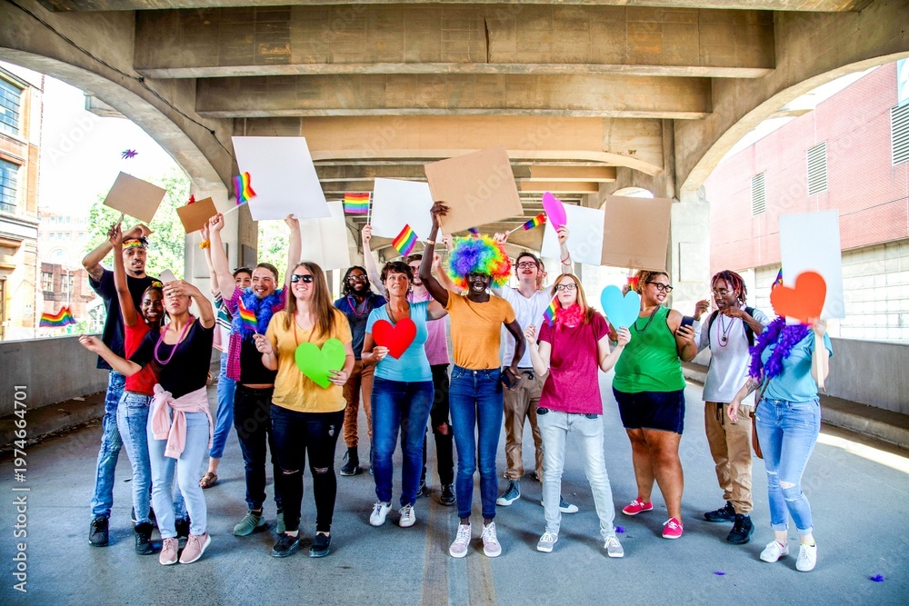 Fototapeta premium Diverse group celebrating pride