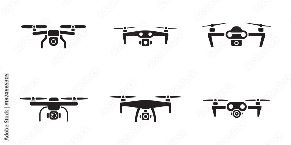 Obraz premium Detailed military rifle silhouettes with handguns and large heavy rocket projectile isolated on white space.