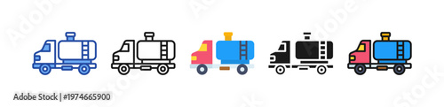 Tanker Truck Icon Multi Style Illustration
