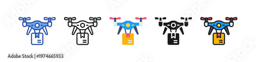 Drone Delivery Icon Multi Style Illustration