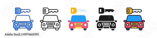 Car Rental Icon Multi Style Illustration