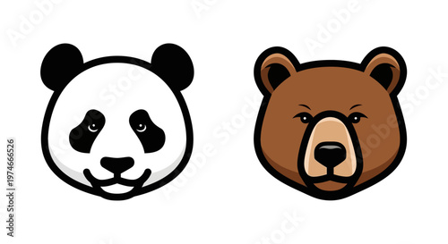 Cartoon bear and panda faces.