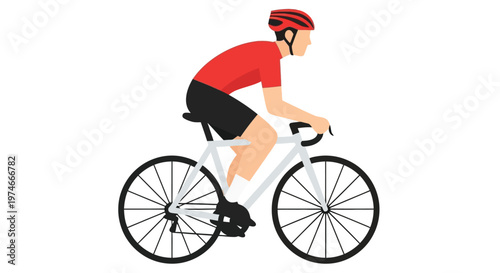 A flat vector illustration of a cyclist riding a road bike outdoors