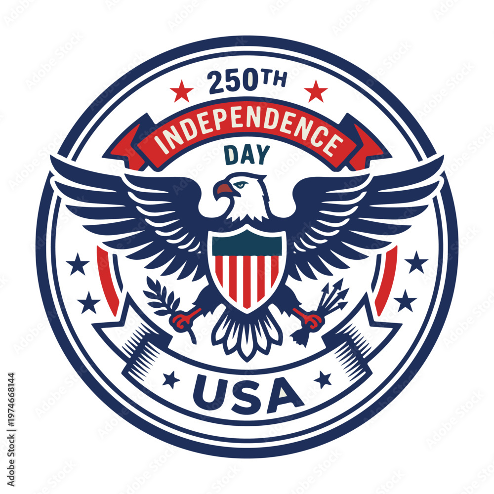 Fototapeta premium Independence Eagle Shirt design, America Patriotic T Shirt, USA 250th Anniversary, Independence Day Clipart, All american T-shirt Design