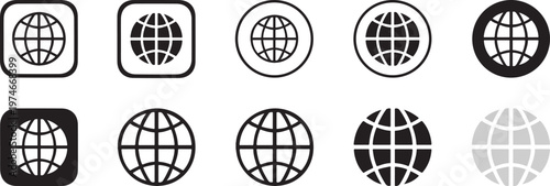 Globe Icon Variations – Global Connectivity Symbols