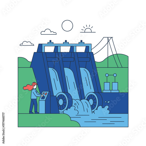 Hydroelectric Dam Power Generation Control Panel.