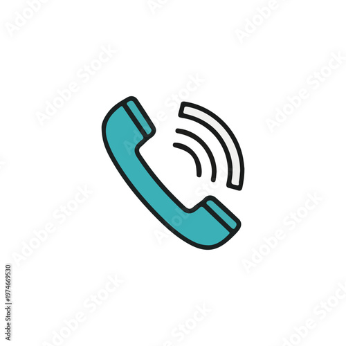 Telephone handset icon with signal waves for contact and support