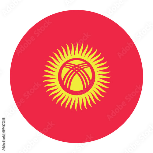 Round flag of Kyrgyzstan icon isolated on white background.