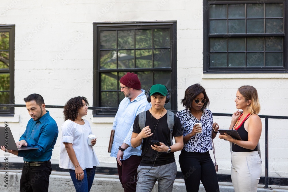 Fototapeta premium Diverse group outdoor interaction photo