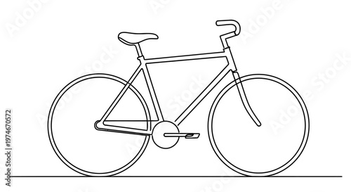 Simple line drawing of a classic bicycle viewed from the side