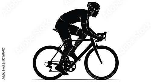 Silhouette of a cyclist riding a road bike depicted in a dynamic pose