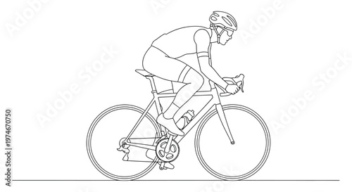 Line art illustration of a cyclist riding a road bike in profile