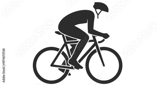Silhouette of a cyclist riding a road bike shown in a minimalist vector style