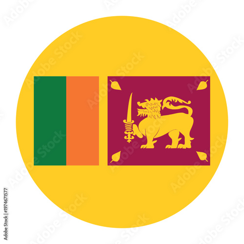 Round flag of Sri Lanka icon isolated on white background.