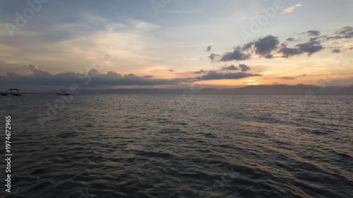 필리핀에 있는 세부섬 모알보알에서 본 석양 풍경