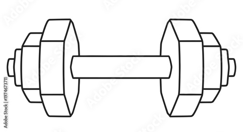 Line drawing of a dumbbell a weightlifting tool shown in a simple style
