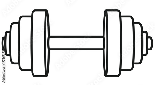 Simple line drawing of a dumbbell showcasing weightlifting and fitness equipment