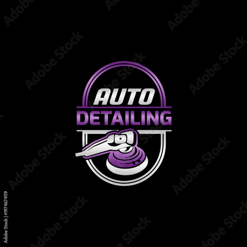 Auto detailing logo with purple text.
