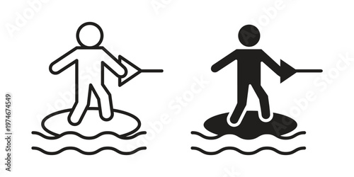 Wakeboarding icon design vector. Flat and line vector Icon Design