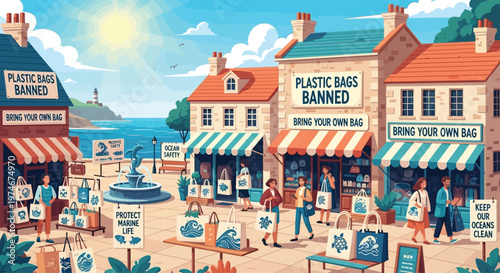 Plastic Bags Banned Shops Bring Your Own Bag.