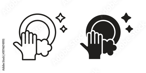 Washing dishes icon design vector. Flat and line vector Icon Design