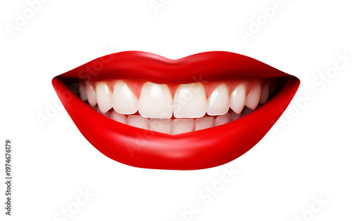 Mouth Icon. Sexy female lips with red lipstick isolated on white. White teeth, tongue of beautiful young women. Seductive lady mouth open, red lips. Different sensual forms of woman lips