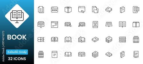 Book at center icon in different style vector illustration. Black book opened at center vector icons designed in outline, line and stroke style can be used for web,