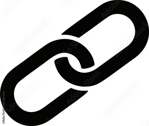 Black chain link icon — connection and hyperlink symbol
