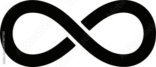 Black infinity symbol — endless loop and continuity icon
