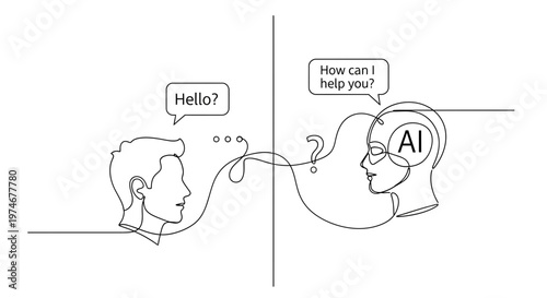 Human and AI Communication Concept.