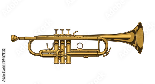 Brass Trumpet Musical Instrument Closeup.