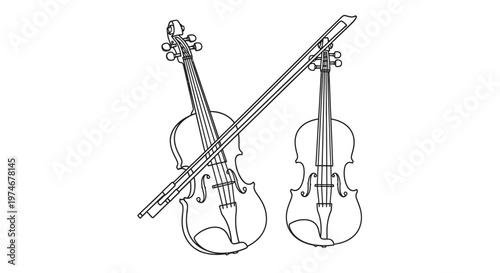 Two Violin Instruments with Bow.