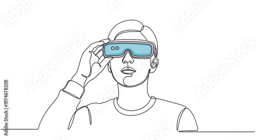 Man wearing virtual reality goggles.
