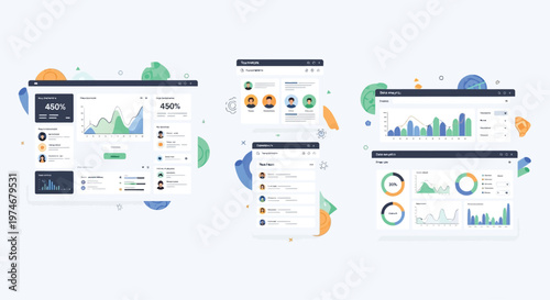 Modern Digital Dashboard Interfaces with Data Visualization Elements.