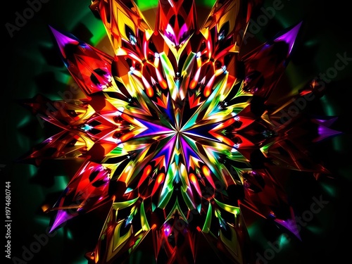 Kaleidoscope of chroma splinters, meticulously arranged in intersecting polygons Macro details ignite vibrant, sharp-edged artistry,  design,  detail