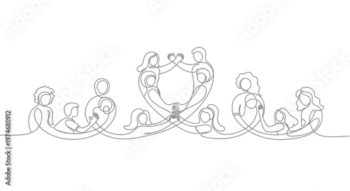 People Holding Hands in Circle Line.