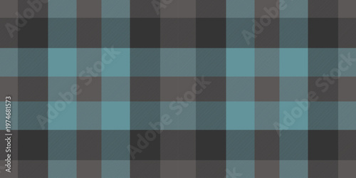 Everyday plaid tartan texture, continuity vector pattern textile. Spring check seamless background fabric in grey and cyan colors.